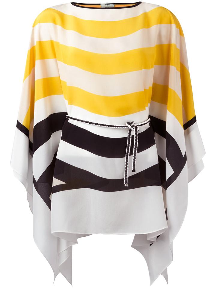 Fendi Striped Tie Kaftan, Women's, Yellow, Silk