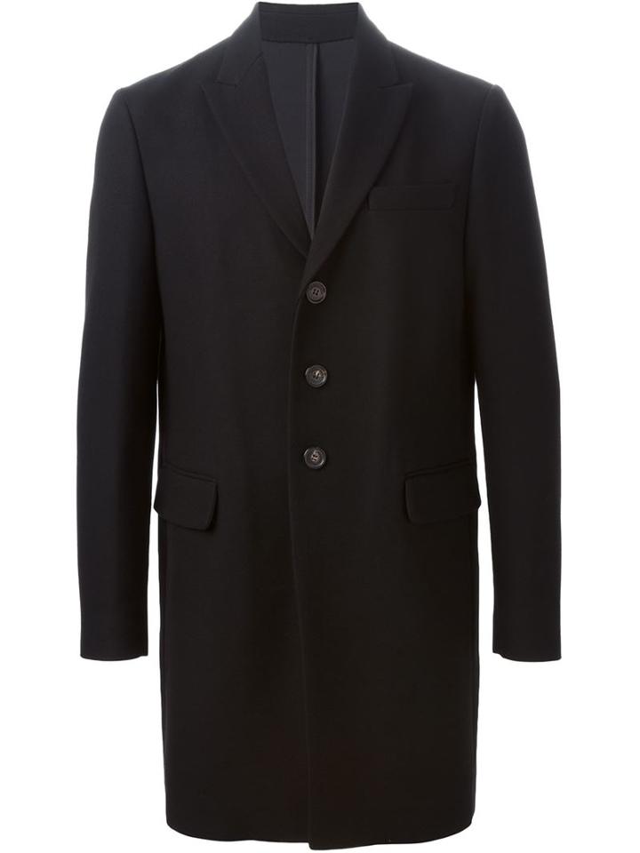 Dsquared2 Single Breasted Coat, Men's, Size: 50, Black, Polyester/viscose/wool