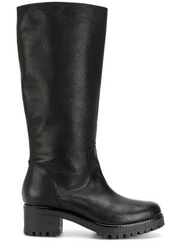 P.a.r.o.s.h. Chunky Heel Equestrian Style Boots - Black