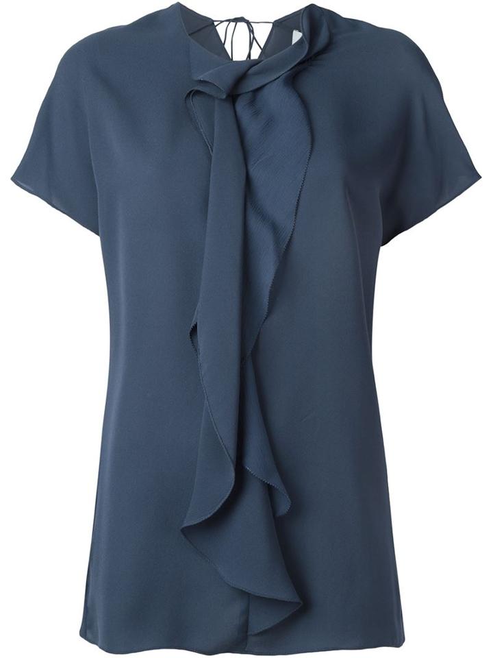 3.1 Phillip Lim Ruffled Placket Blouse, Women's, Size: 8, Blue, Silk