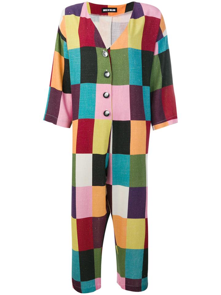 House Of Holland Colour Block Grid Jumpsuit - Multicolour