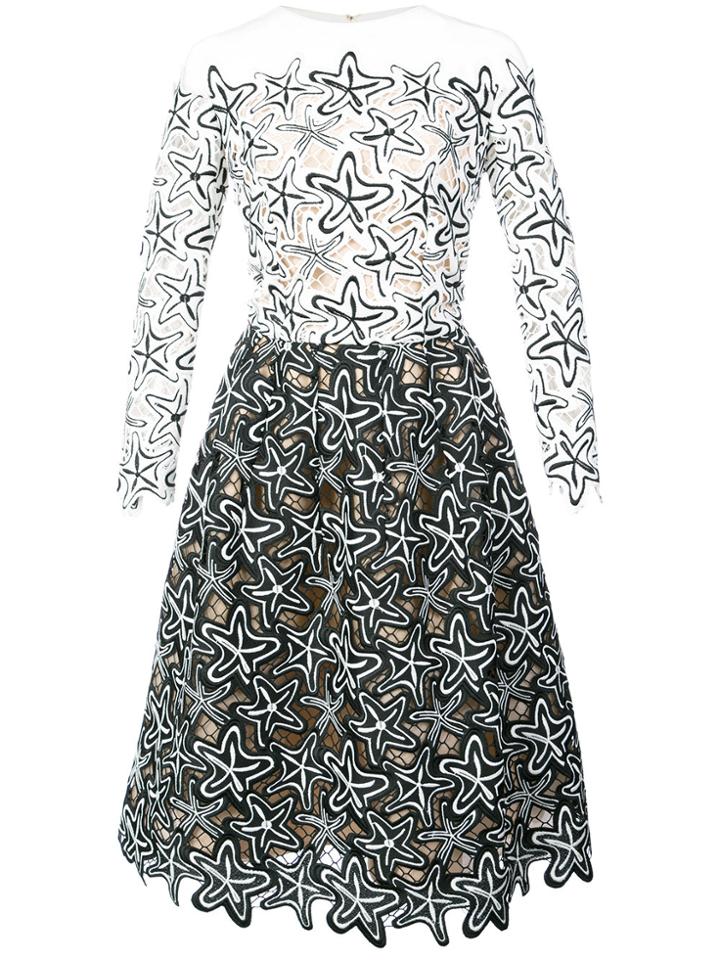 Oscar De La Renta Guipure-lace Two-tone Midi Dress - Black