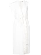 Adam Lippes Ruffled Midi Wrap Dress - White