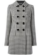 Dolce & Gabbana Houndstooth Coat, Women's, Size: 44, Black, Virgin Wool/polyamide/silk/spandex/elastane