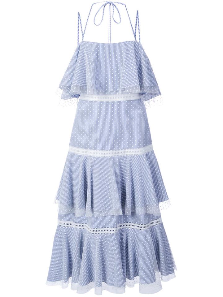 Prabal Gurung Halterneck Tiered Dress - Blue