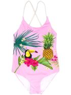 Mc2 Saint Barth Kids Graphic Print Swimsuit - Pink