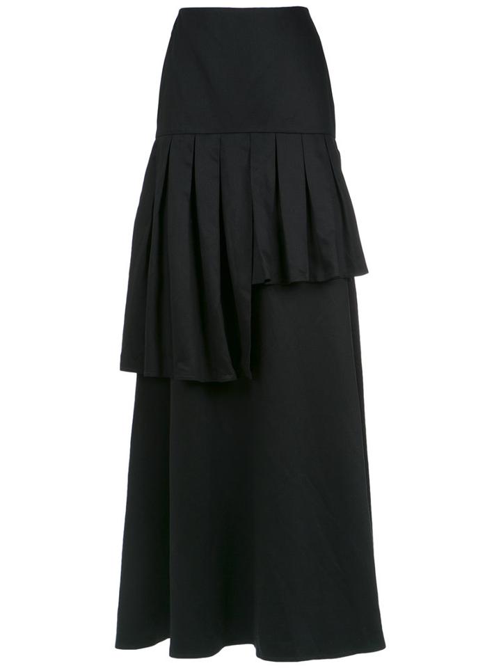 Adriana Degreas - Frilled Maxi Skirt - Women - Linen/flax/modal/viscose - P, Black, Linen/flax/modal/viscose