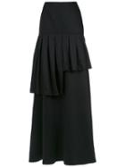 Adriana Degreas - Frilled Maxi Skirt - Women - Linen/flax/modal/viscose - P, Black, Linen/flax/modal/viscose