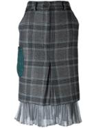 Daizy Shely Silver-tone Detailing Plaid Skirt, Women's, Size: 42, Grey, Polyamide/acetate/polystyrene