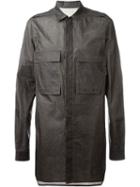 Rick Owens Long Length Shirt, Men's, Size: 48, Black, Cotton/polyester