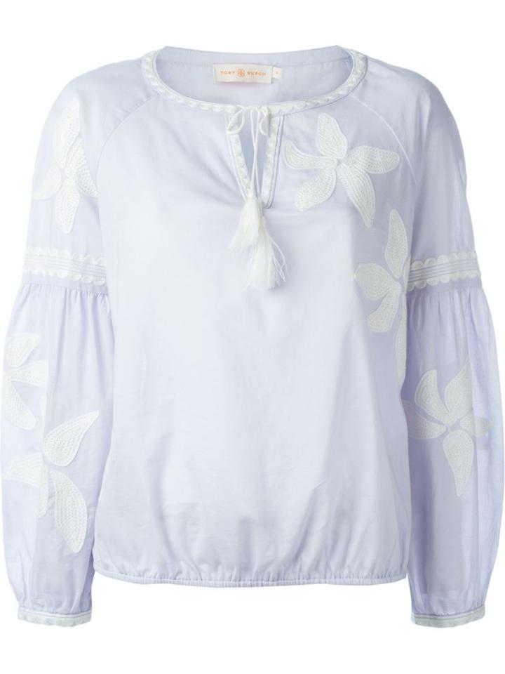 Tory Burch Embroidered Tassel Top, Women's, Size: 6, Pink/purple, Cotton