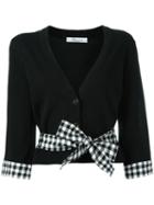 Blumarine Bow Detail Cardigan, Women's, Size: 44, Black, Cotton/spandex/elastane/polyamide/viscose