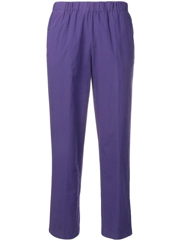 Kiltie Straight Cropped Trousers - Purple