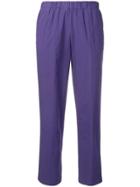 Kiltie Straight Cropped Trousers - Purple