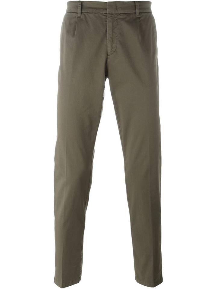 Paolo Pecora Chino Trousers, Men's, Size: 50, Green, Cotton/spandex/elastane