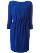Armani Collezioni Elastic Waist Dress, Women's, Size: 44, Blue, Polyester