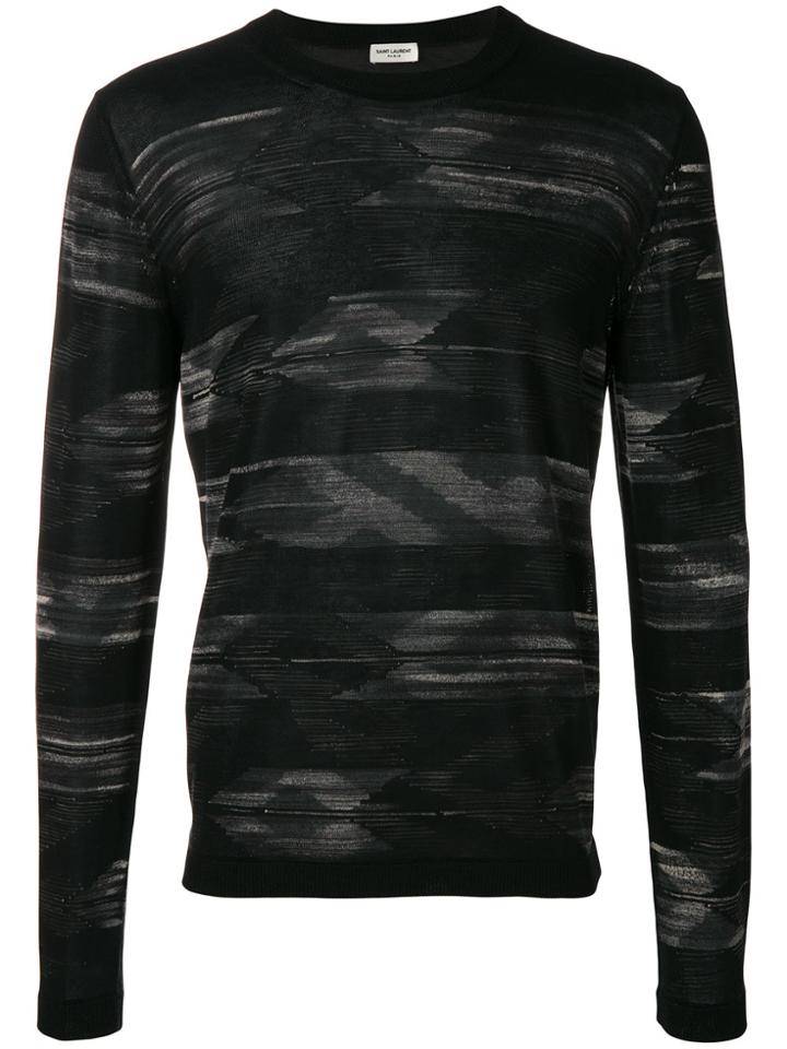 Saint Laurent Embroidered Long-sleeve Sweater - Black