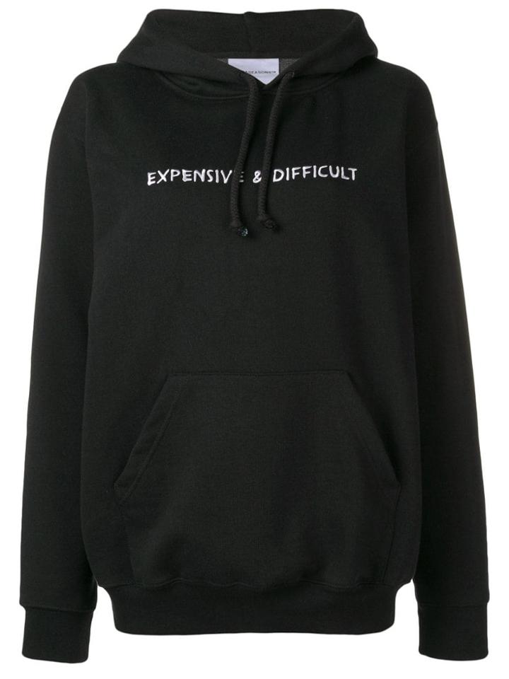 Nasaseasons Slogan Embroidered Hoodie - Black