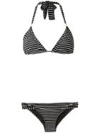 Amir Slama Printed Triangle Bikini Set, Women's, Size: Gg, Black, Elastodiene