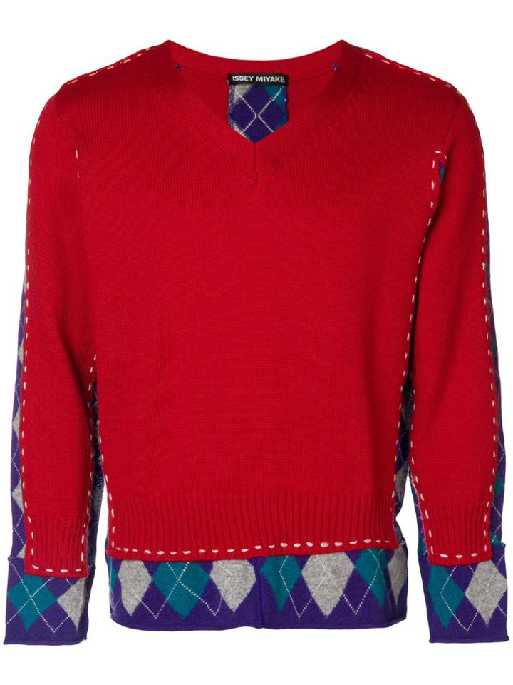 Issey Miyake Vintage V-neck Jumper - Red