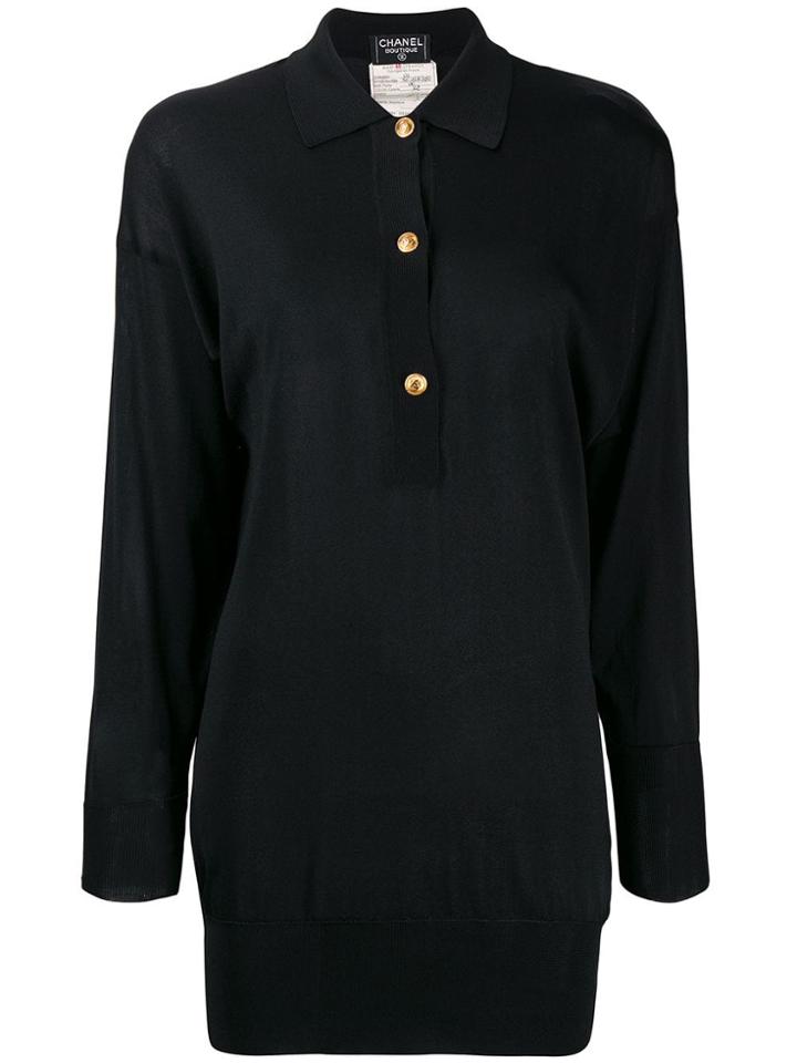 Chanel Vintage 1990's Silk Slim Top - Black
