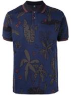 Paul Smith London Palm Print Polo Shirt, Men's, Size: Xl, Blue, Cotton