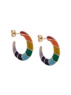 Alison Lou 14kt Yellow Gold Rainbow Striped Hoops - Multicolour