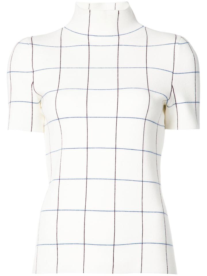 Victoria Beckham - Checked Top - Women - Polyamide/spandex/elastane/wool - 2, White, Polyamide/spandex/elastane/wool
