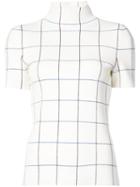 Victoria Beckham - Checked Top - Women - Polyamide/spandex/elastane/wool - 2, White, Polyamide/spandex/elastane/wool