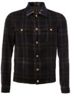 Lanvin Checked Flannel Shirt Jacket, Men's, Size: 50, Blue, Cupro/wool