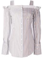 Dondup Striped Off Shoulder Shirt - White