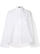 R13 Wide Sleeve High Low Shirt - White