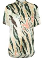 Baja East - Tiger Print Short-sleeve Shirt - Women - Silk - 0, Blue, Silk