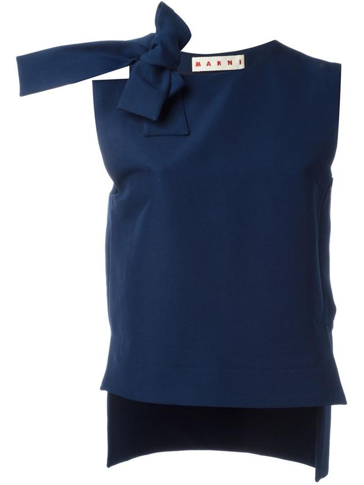 Marni Bow Detail Top, Women's, Size: 40, Blue, Cotton