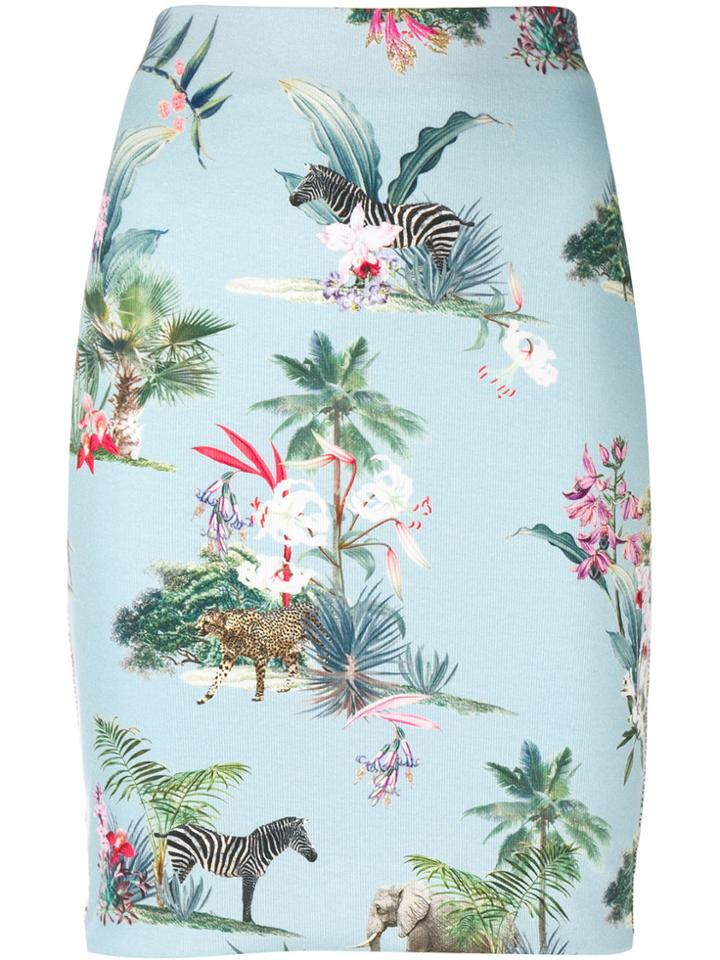 Marc Cain Floral Print Skirt - Blue
