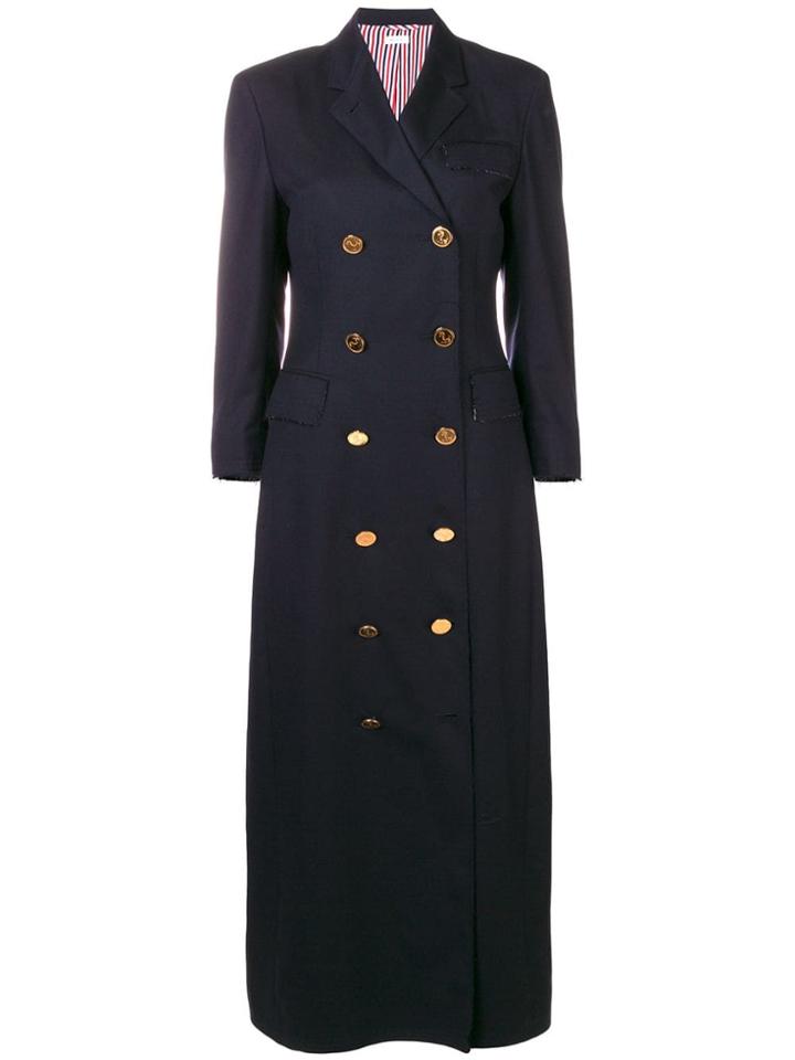 Thom Browne Narrow Raw-edge Coat Dress - Blue