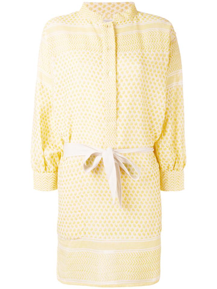 Multi-pattern Belted Shirt Dress - Women - Cotton - One Size, Yellow/orange, Cotton, Rough Studios