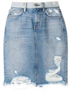 Current/elliott Distressed Fitted Skirt - Blue