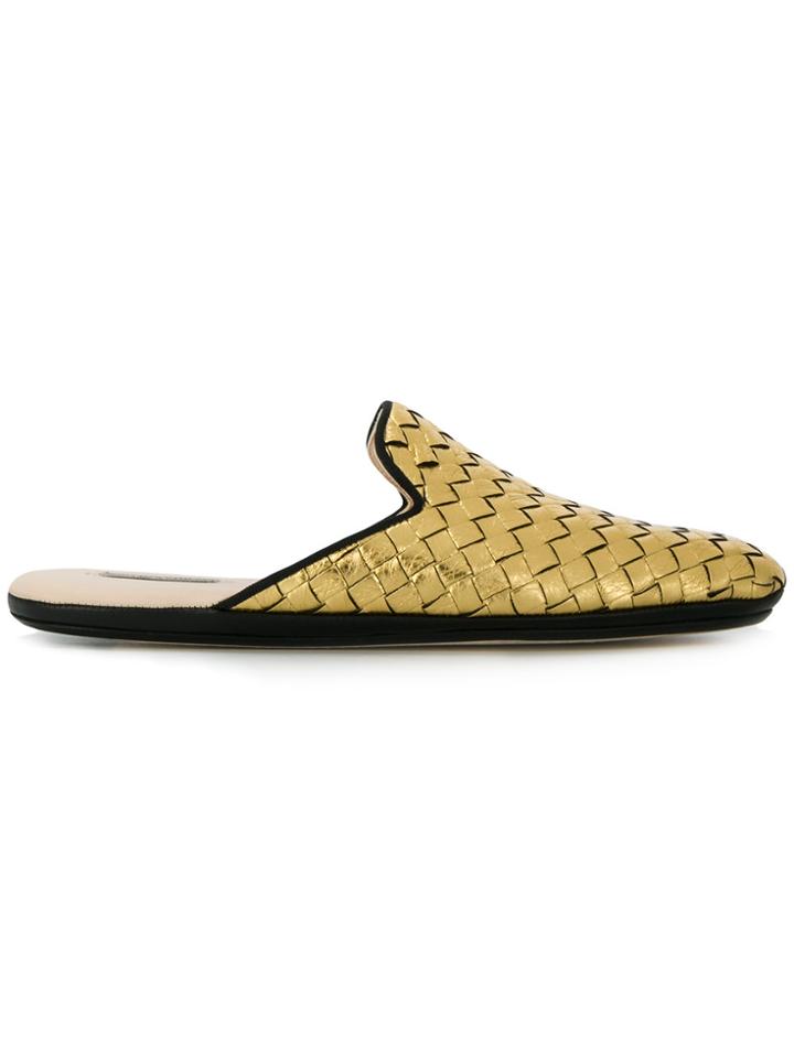 Bottega Veneta Metallic Intrecciato Slippers