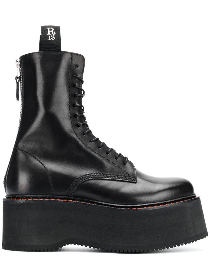 R13 Lace-up Ankle Boots - Black