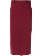 Olympiah - Straight Fit Midi Skirt - Women - Polyester/spandex/elastane - 42, Red, Polyester/spandex/elastane