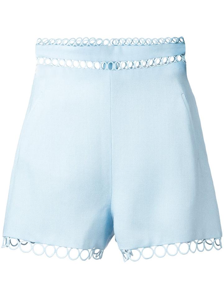 Zimmermann Winsome' Eyelet-trimmed Shorts, Women's, Size: 2, Blue, Silk/viscose