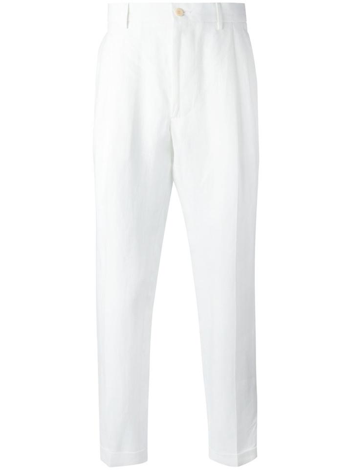 Etro - Cropped Lightweight Trousers - Men - Linen/flax - 50, White, Linen/flax