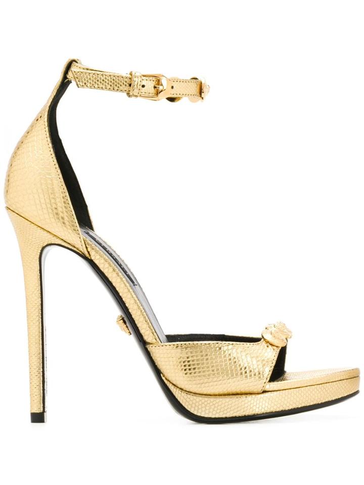 Versace Metallic Snakeskin-effect Pumps - Gold