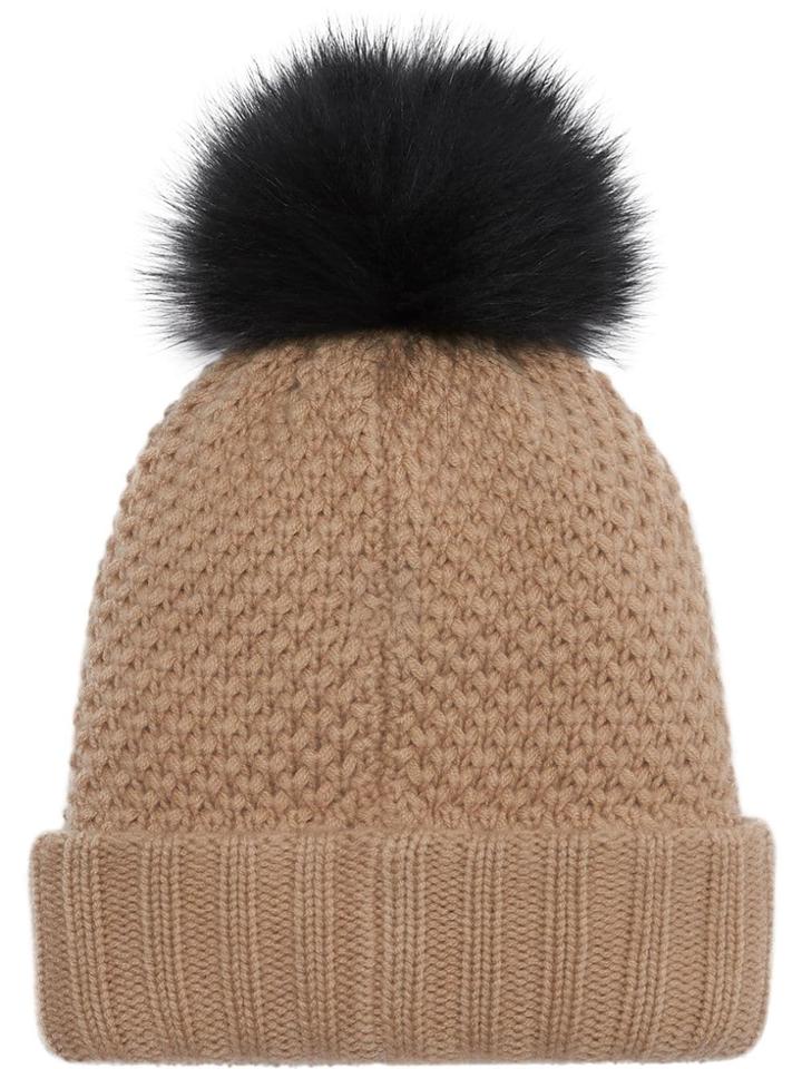Burberry Fur Pom-pom Wool Cashmere Beanie - Nude & Neutrals