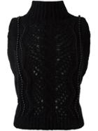 Ermanno Scervino Sleeveless Beaded Knitted Top, Women's, Size: 42, Black, Acrylic/wool/alpaca/enamel