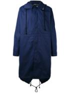 Raf Simons - Back Print Hooded Coat - Men - Cotton/polyester - 50, Blue, Cotton/polyester