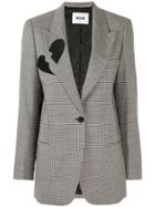 Msgm Houndstoooth-print Broken Heart Blazer - Black