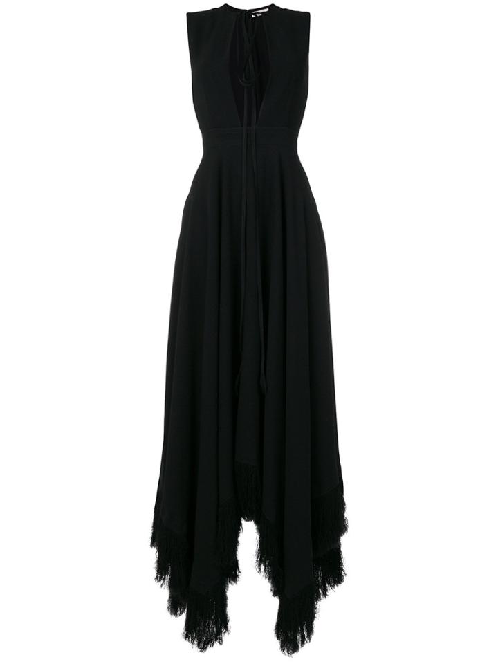 Nina Ricci Cutout-detail Asymmetric Frayed-hem Gown - Black