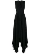 Nina Ricci Cutout-detail Asymmetric Frayed-hem Gown - Black